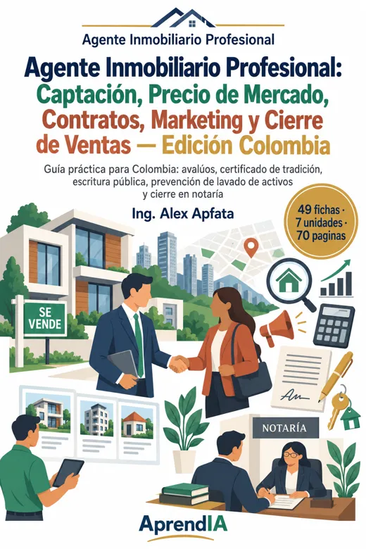 Agente Inmobiliario Profesional: Captación, Precio de Mercado, Contratos, Marketing y Cierre de Ventas — Edición Colombia