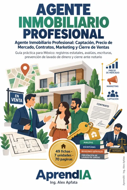 Agente Inmobiliario Profesional: Captación, Precio de Mercado, Contratos, Marketing y Cierre de Ventas