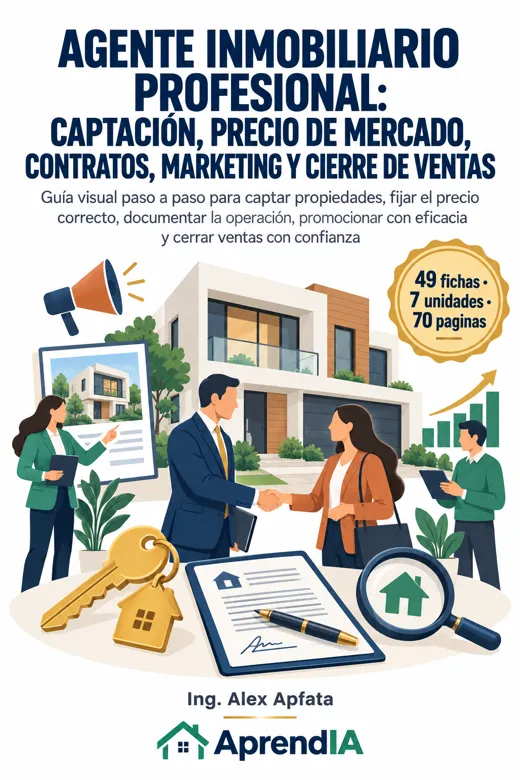 Agente Inmobiliario Profesional: Captación, Precio de Mercado, Contratos, Marketing y Cierre de Ventas