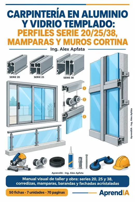 Carpintería en Aluminio y Vidrio Templado: Perfiles Serie 20/25/38, Mamparas y Muros Cortina