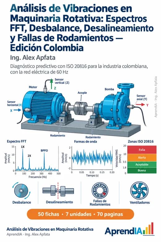 Análisis de Vibraciones en Maquinaria Rotativa: Espectros FFT, Desbalance, Desalineamiento y Fallas de Rodamientos — Edición Colombia