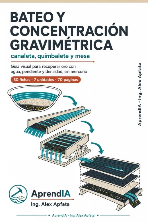 Bateo y Concentración Gravimétrica: canaleta, quimbalete y mesa