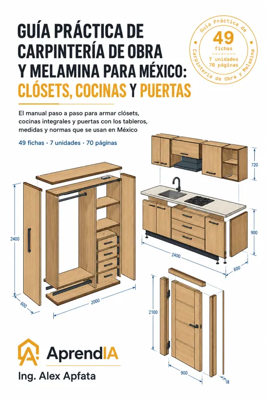 Guía Práctica de Carpintería de Obra y Melamina para México: Clósets, Cocinas y Puertas