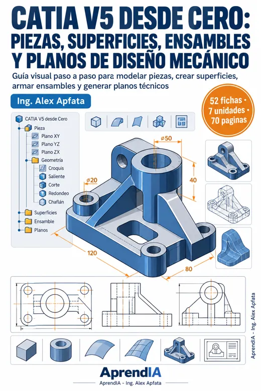 CATIA V5 desde Cero: Piezas, Superficies, Ensambles y Planos de Diseño Mecánico