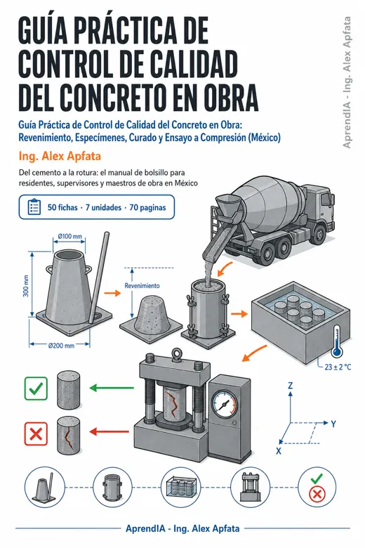Guía Práctica de Control de Calidad del Concreto en Obra: Revenimiento, Especímenes, Curado y Ensayo a Compresión (México)