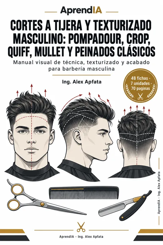 Cortes a Tijera y Texturizado Masculino: Pompadour, Crop, Quiff, Mullet y Peinados Clásicos