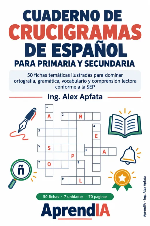 Cuaderno de Crucigramas de Español para Primaria y Secundaria