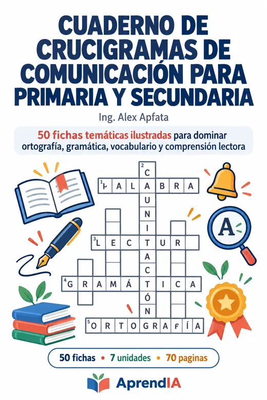 Cuaderno de Crucigramas de Comunicación para Primaria y Secundaria