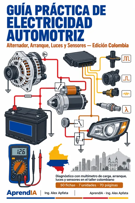 Guía Práctica de Electricidad Automotriz: Alternador, Arranque, Luces y Sensores — Edición Colombia