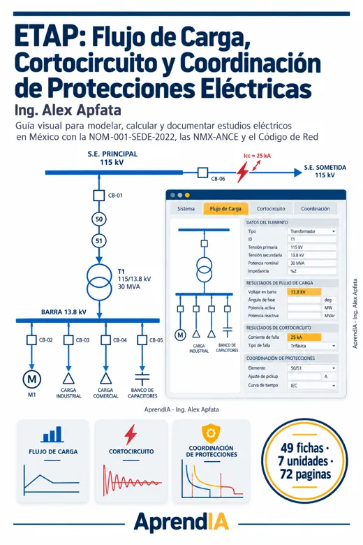 ETAP: Flujo de Carga, Cortocircuito y Coordinación de Protecciones Eléctricas