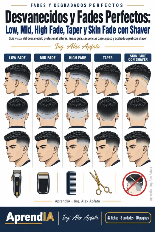 Desvanecidos y Fades Perfectos: Low, Mid, High Fade, Taper y Skin Fade con Shaver