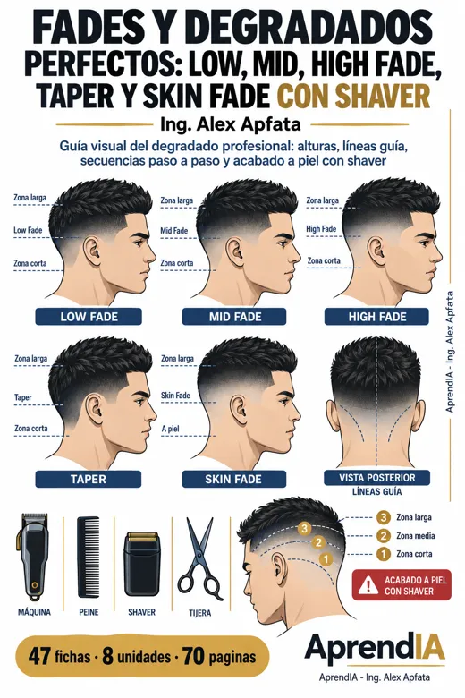 Fades y Degradados Perfectos: Low, Mid, High Fade, Taper y Skin Fade con Shaver
