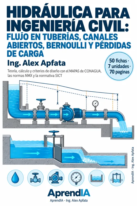 Hidráulica para Ingeniería Civil: Flujo en Tuberías, Canales Abiertos, Bernoulli y Pérdidas de Carga