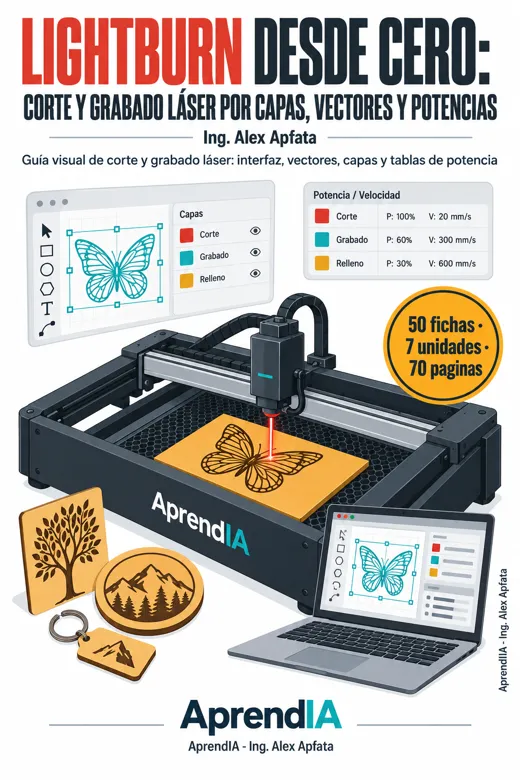 LightBurn desde Cero: Corte y Grabado Láser por Capas, Vectores y Potencias