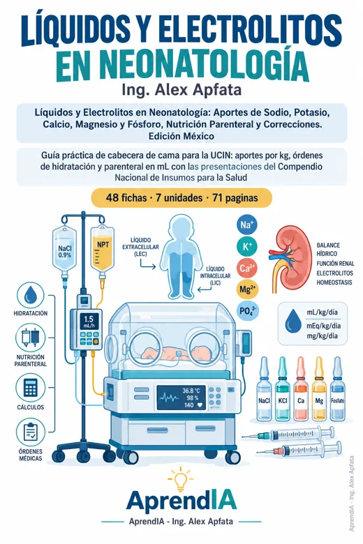 Líquidos y Electrolitos en Neonatología: Aportes de Sodio, Potasio, Calcio, Magnesio y Fósforo, Nutrición Parenteral y Correcciones. Edición México