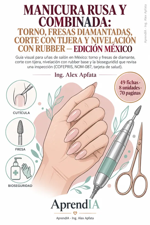 Manicura Rusa y Combinada: Torno, Fresas Diamantadas, Corte con Tijera y Nivelación con Rubber — Edición México