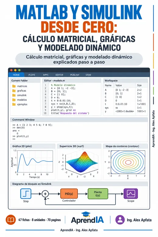 MATLAB y Simulink desde Cero: Cálculo Matricial, Gráficas y Modelado Dinámico