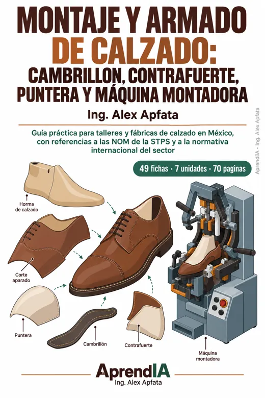 Montaje y Armado de Calzado: Cambrillón, Contrafuerte, Puntera y Máquina Montadora