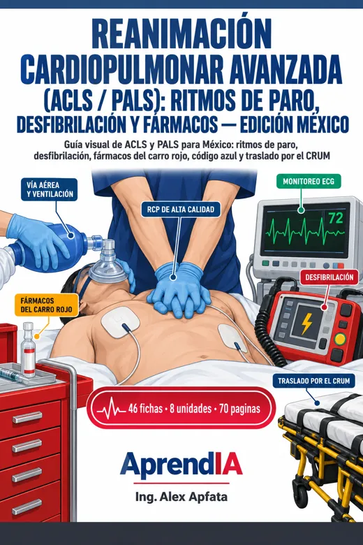 Reanimación Cardiopulmonar Avanzada (ACLS / PALS): Ritmos de Paro, Desfibrilación y Fármacos — Edición México