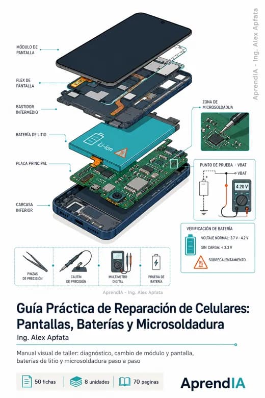 Guía Práctica de Reparación de Celulares: Pantallas, Baterías y Microsoldadura