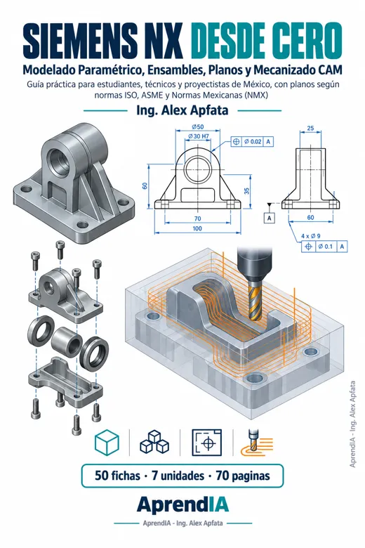 Siemens NX desde Cero: Modelado Paramétrico, Ensambles, Planos y Mecanizado CAM