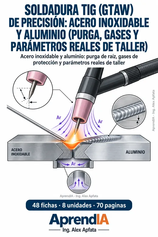 Soldadura TIG (GTAW) de Precisión: Acero Inoxidable y Aluminio (Purga, Gases y Parámetros)