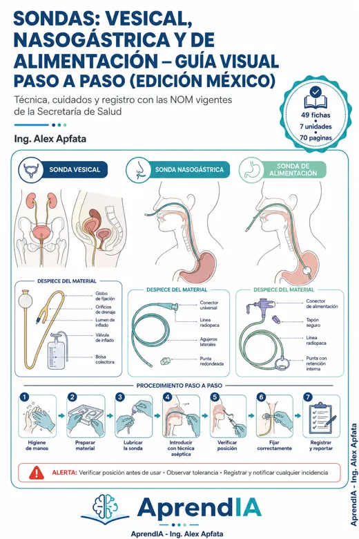Sondas: vesical, nasogástrica y de alimentación — Guía visual paso a paso (Edición México)