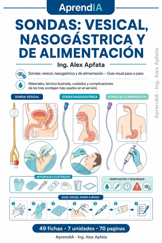 Sondas: vesical, nasogástrica y de alimentación — Guía visual paso a paso