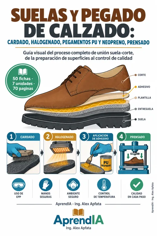 Suelas y Pegado de Calzado: Cardado, Halogenado, Pegamentos PU y Neopreno, Prensado