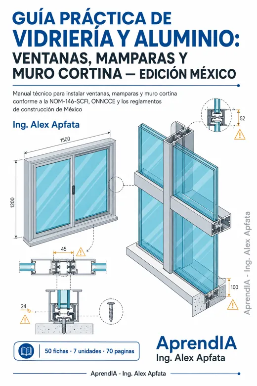 Guía Práctica de Vidriería y Aluminio: Ventanas, Mamparas y Muro Cortina — Edición México