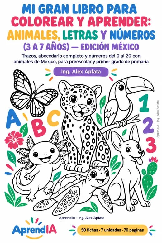 Mi Gran Libro para Colorear y Aprender: Animales, Letras y Números (3 a 7 Años) — Edición México