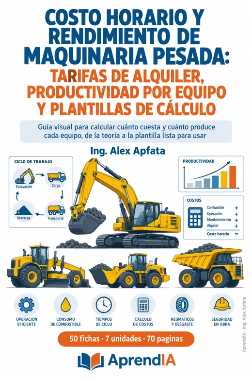 Costo Horario y Rendimiento de Maquinaria Pesada: Tarifas de Alquiler, Productividad por Equipo y Plantillas de Cálculo