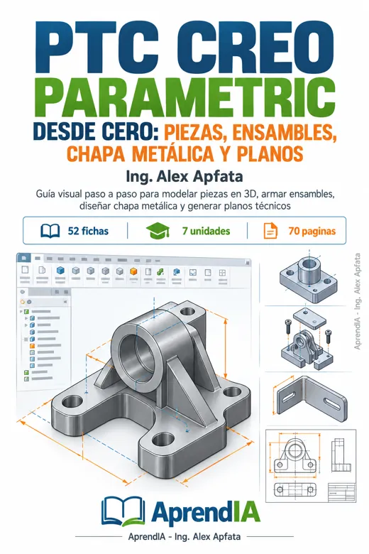 PTC Creo Parametric desde Cero: Piezas, Ensambles, Chapa Metálica y Planos
