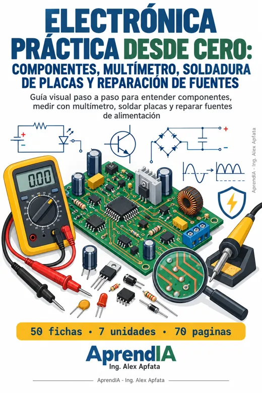 Electrónica Práctica desde Cero: Componentes, Multímetro, Soldadura de Placas y Reparación de Fuentes
