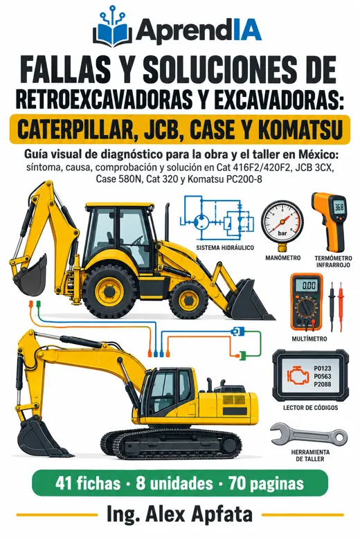 Fallas y Soluciones de Retroexcavadoras y Excavadoras: Caterpillar, JCB, Case y Komatsu