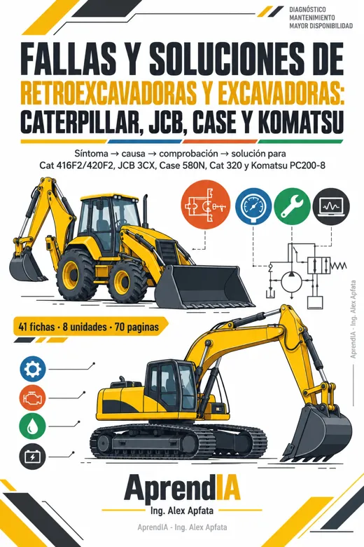 Fallas y Soluciones de Retroexcavadoras y Excavadoras: Caterpillar, JCB, Case y Komatsu