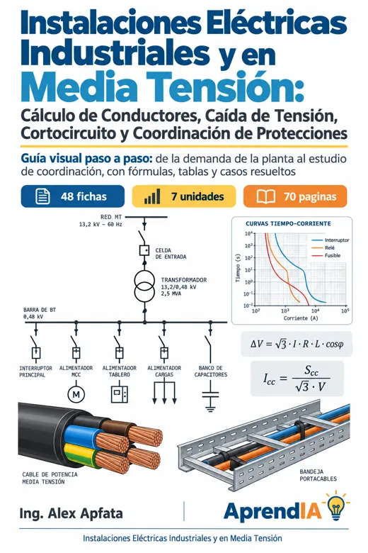 Instalaciones Eléctricas Industriales y en Media Tensión: Cálculo de Conductores, Caída de Tensión, Cortocircuito y Coordinación de Protecciones