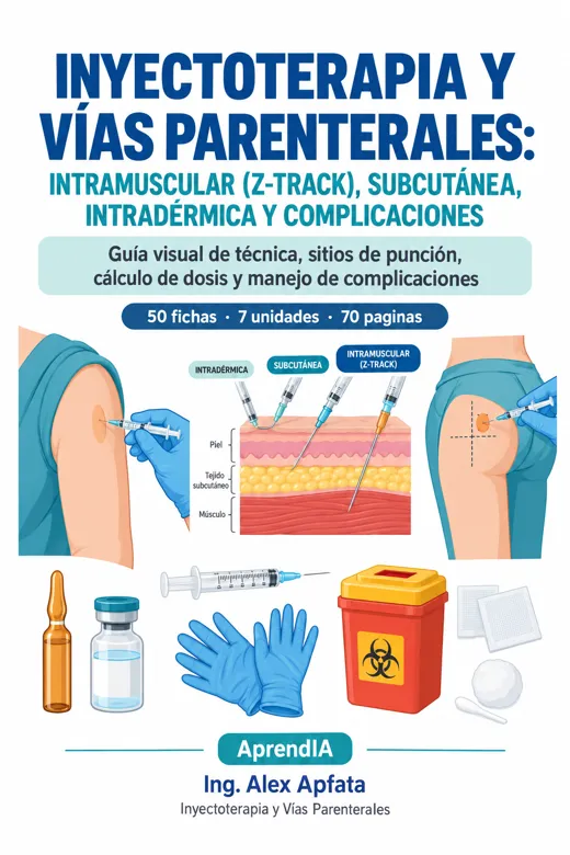 Inyectoterapia y Vías Parenterales: Intramuscular (Z-track), Subcutánea, Intradérmica y Complicaciones