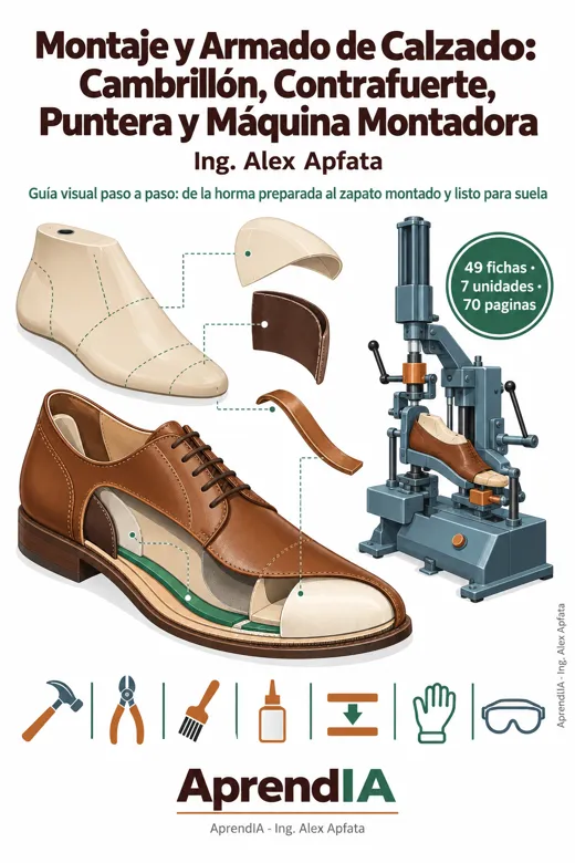 Montaje y Armado de Calzado: Cambrillón, Contrafuerte, Puntera y Máquina Montadora