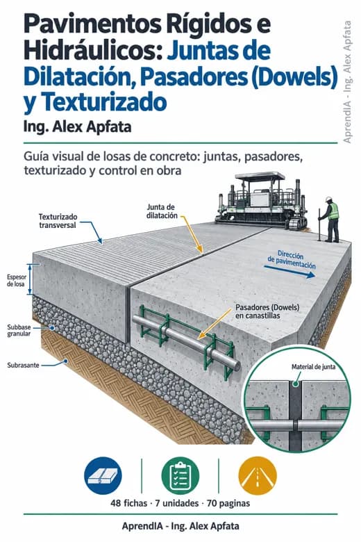 Pavimentos Rígidos e Hidráulicos: Juntas de Dilatación, Pasadores (Dowels) y Texturizado
