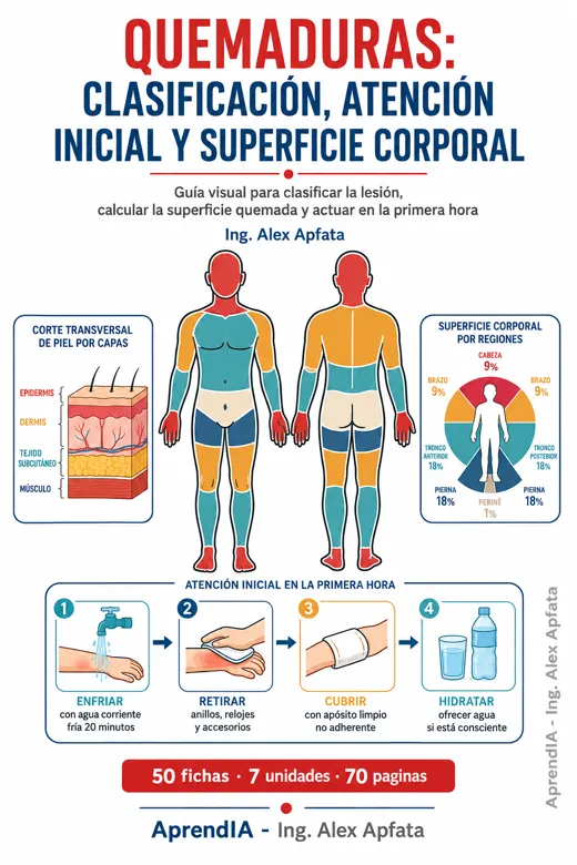 Quemaduras: clasificación, atención inicial y superficie corporal