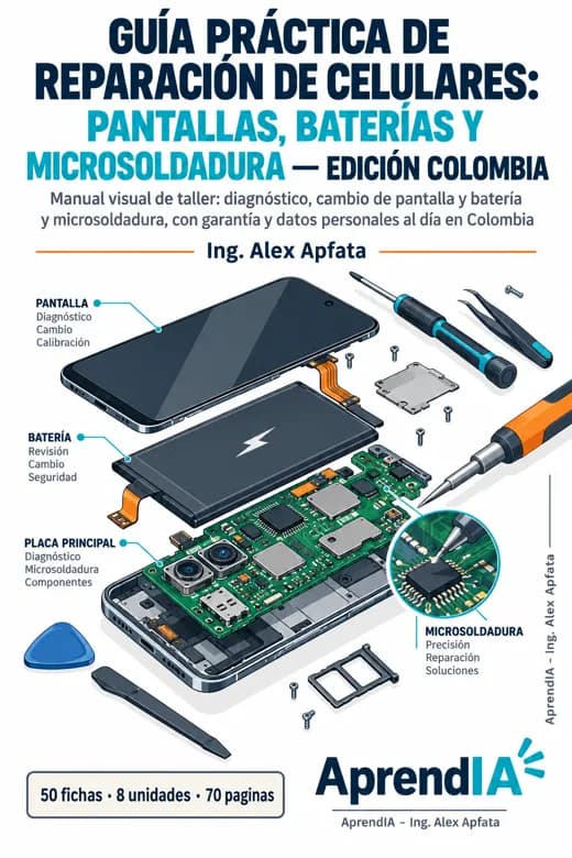 Guía Práctica de Reparación de Celulares: Pantallas, Baterías y Microsoldadura — Edición Colombia