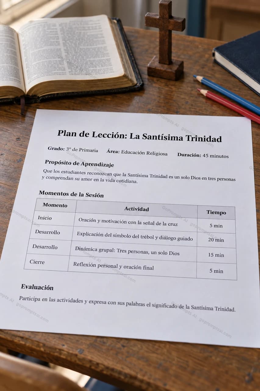 Plan de clase sobre la Trinidad, listo para el aula