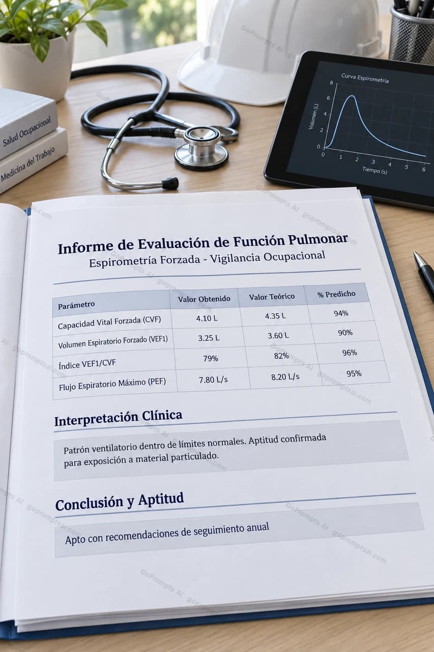 Informe de función pulmonar listo para el expediente médico