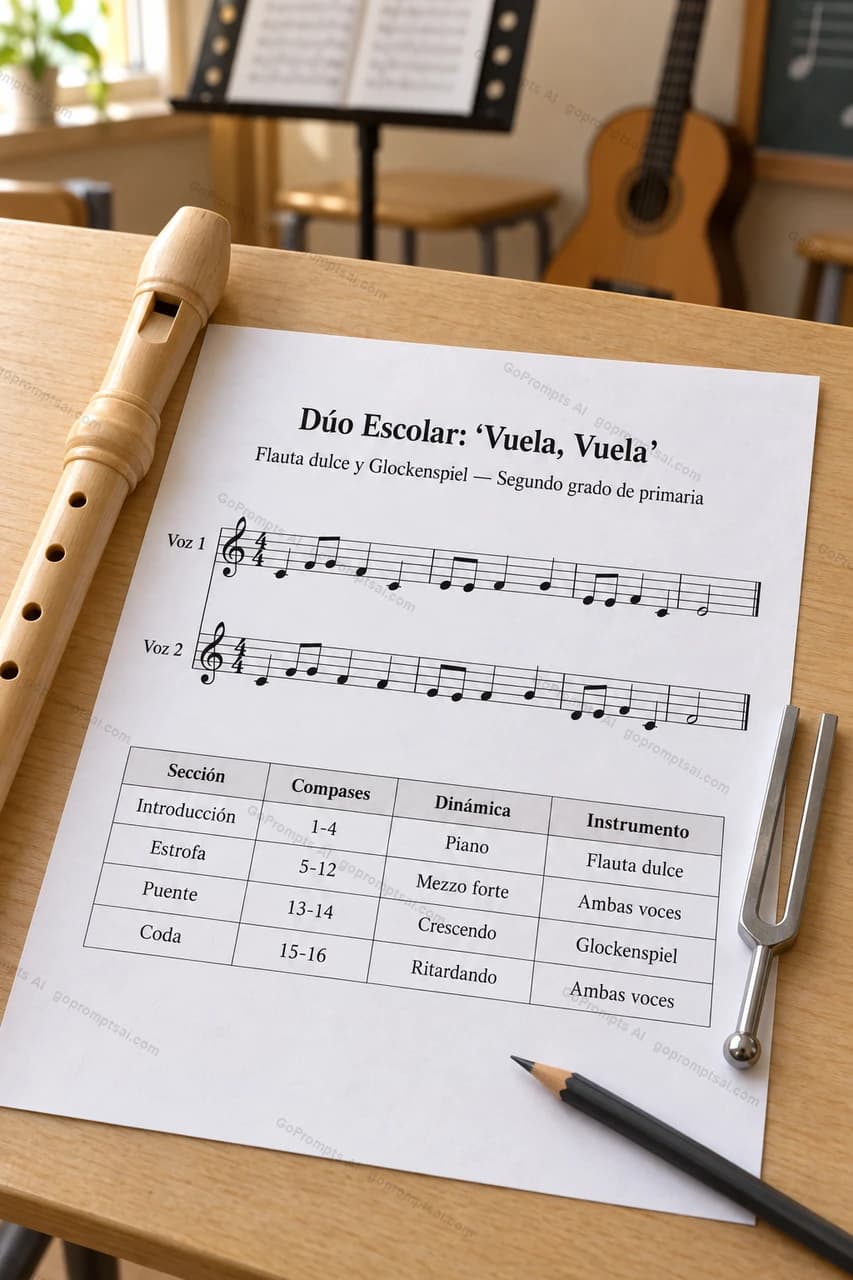 Partitura de dúo escolar lista para ensayar