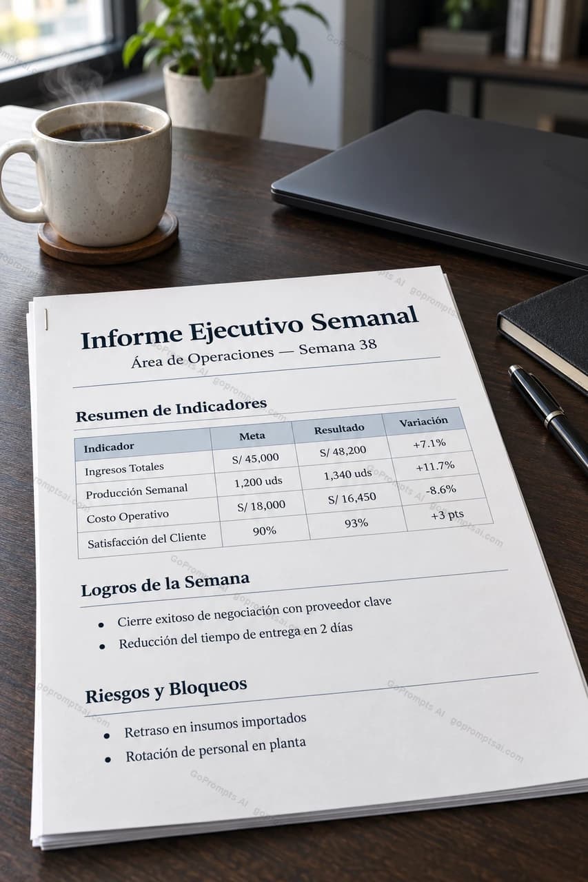 Informe ejecutivo semanal, listo para tu equipo
