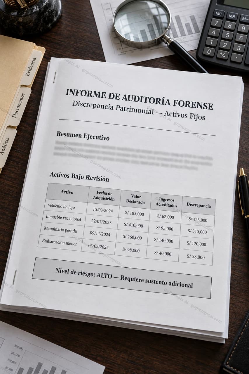 Informe de auditoría: activos vs. capacidad económica