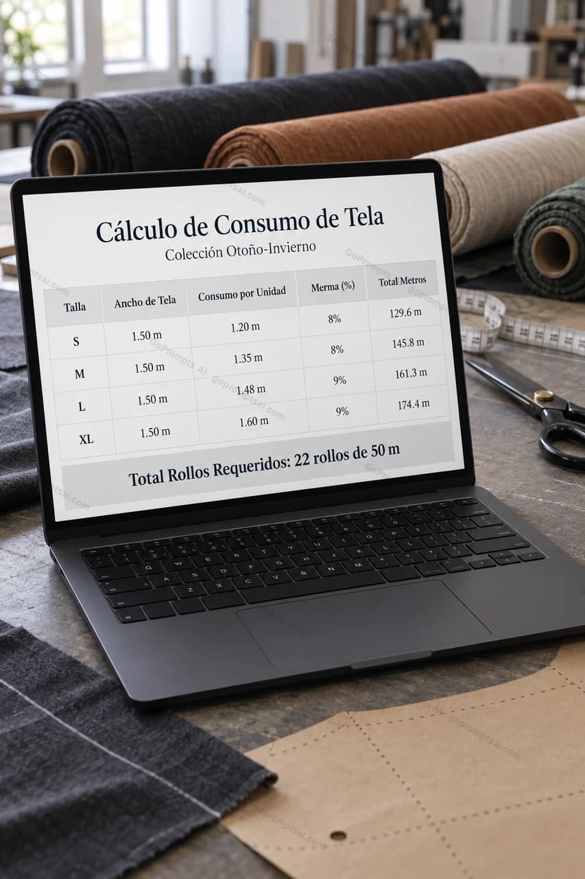 El consumo de tela por talla, calculado al detalle
