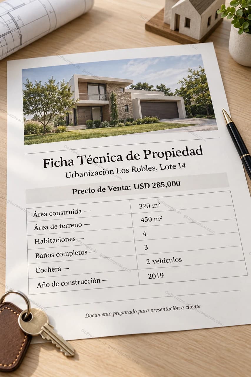 Ficha técnica de propiedad exclusiva, lista para publicar
