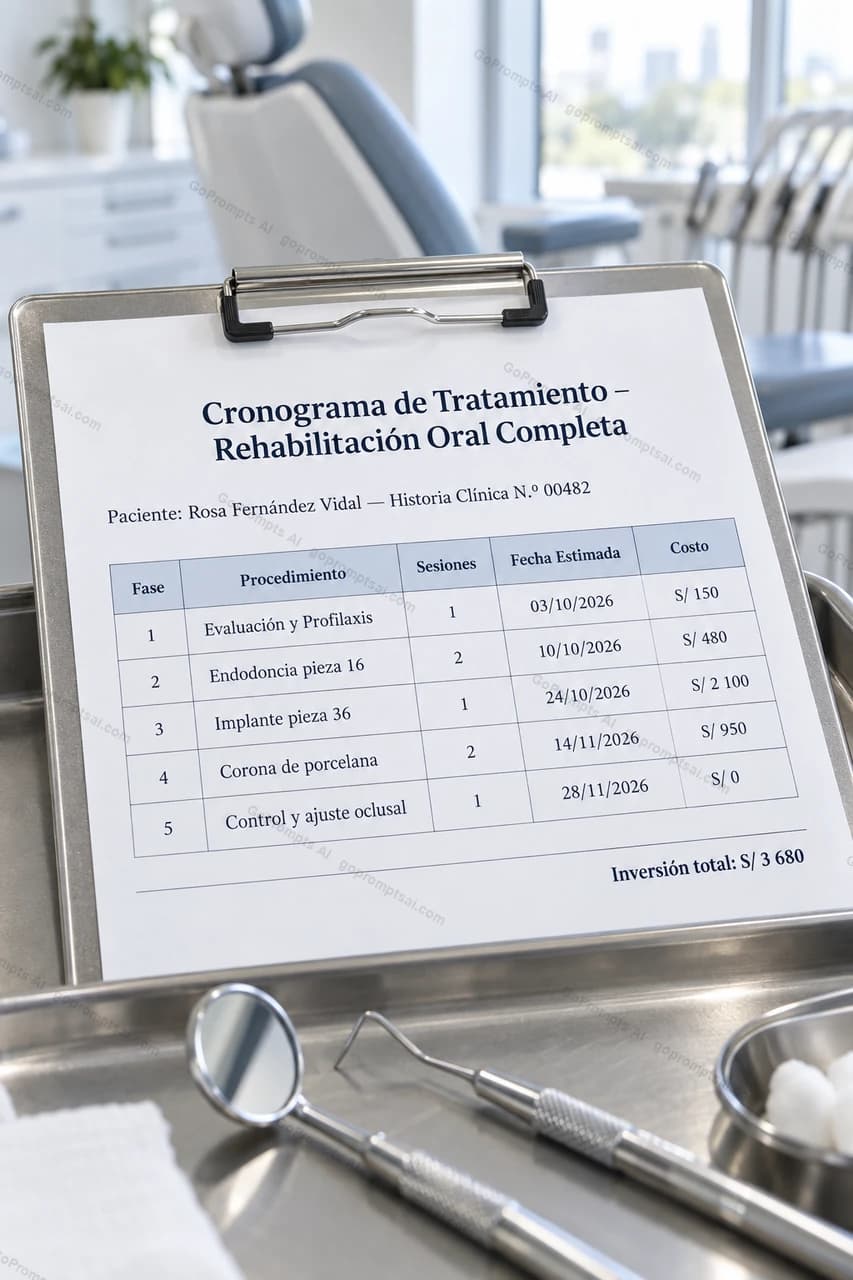 Cronograma de tratamiento listo para presentar al paciente